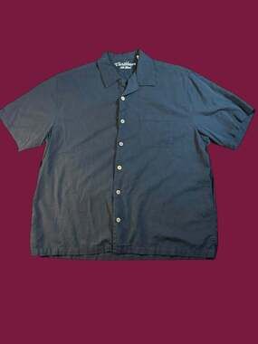 Caribbean Silk Blend Mens XL Black Short Sleeve Camp Collar Shirt